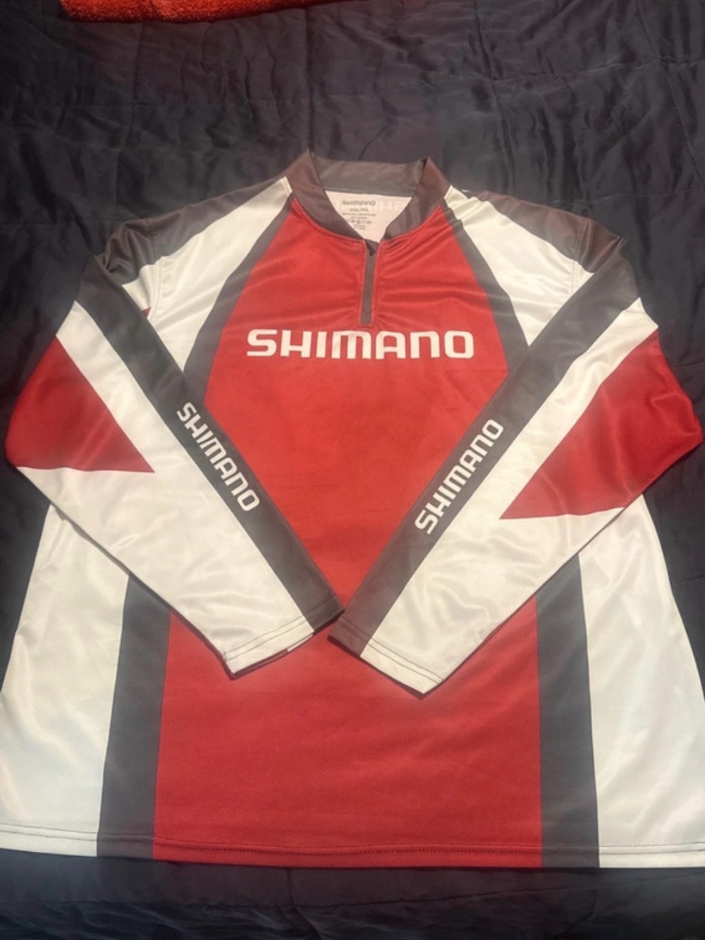 Shimano Men’s XXXL Cycling Jersey Red White Black Long Sleeve 1/4 Zip